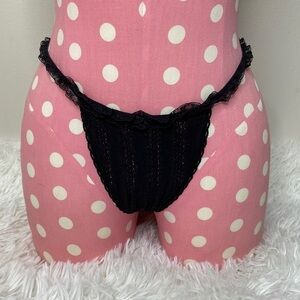 Vintage Victoria’s Secret black lace ruffle thong